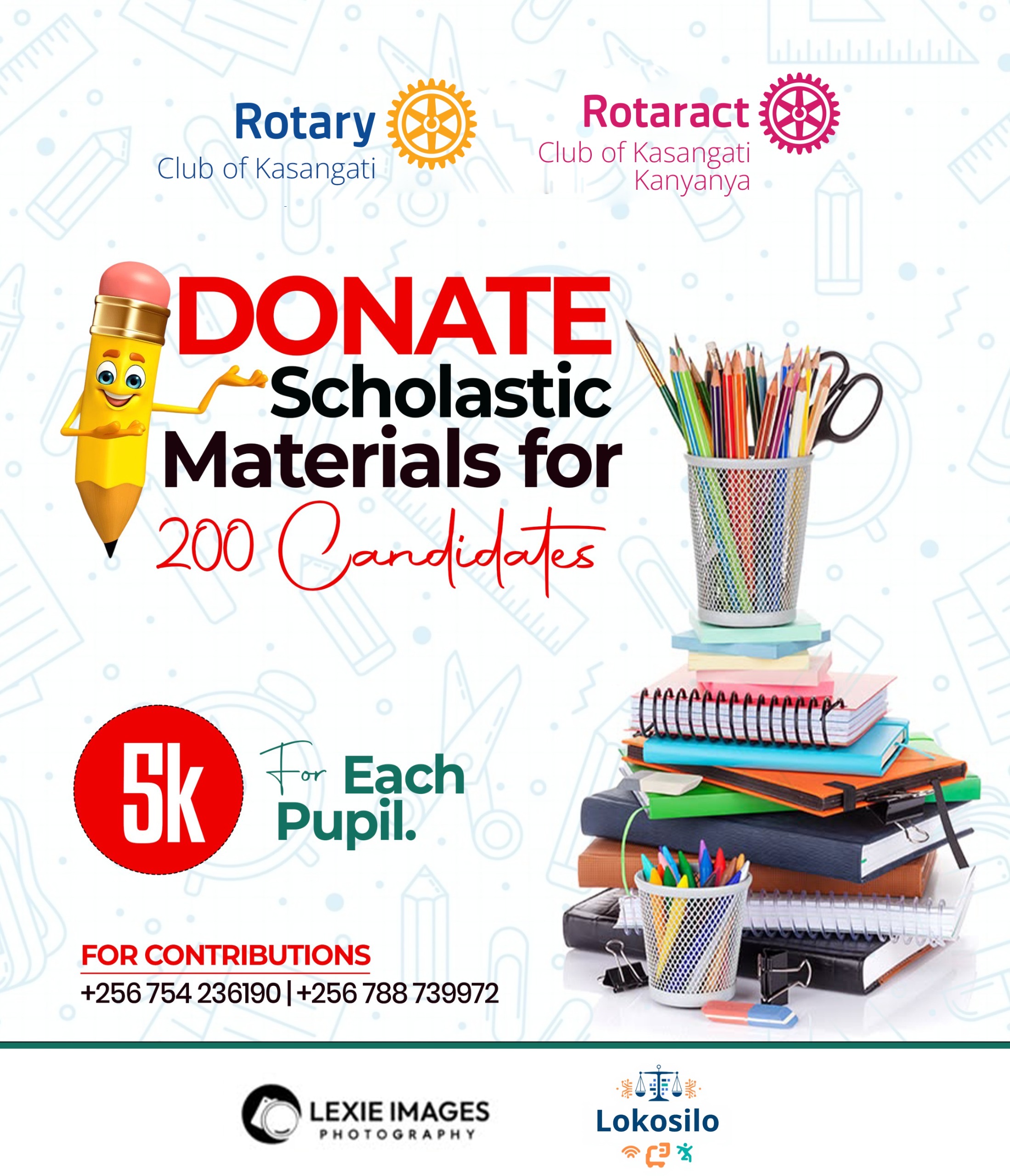 DONATE SCHOLASTIC MATERIALS FOR 200 CANDIDATES 